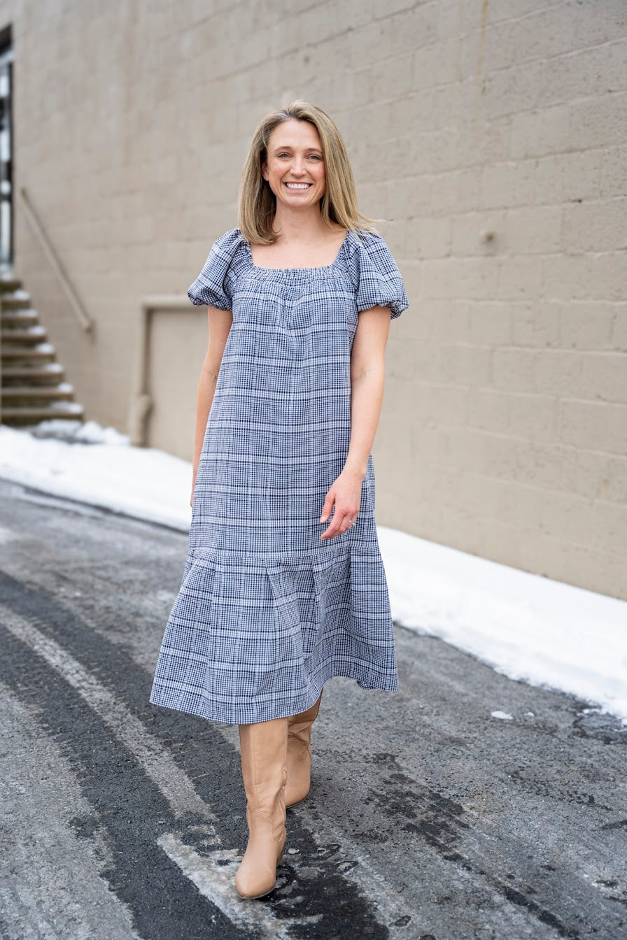 Delta Plaid Midi Dress