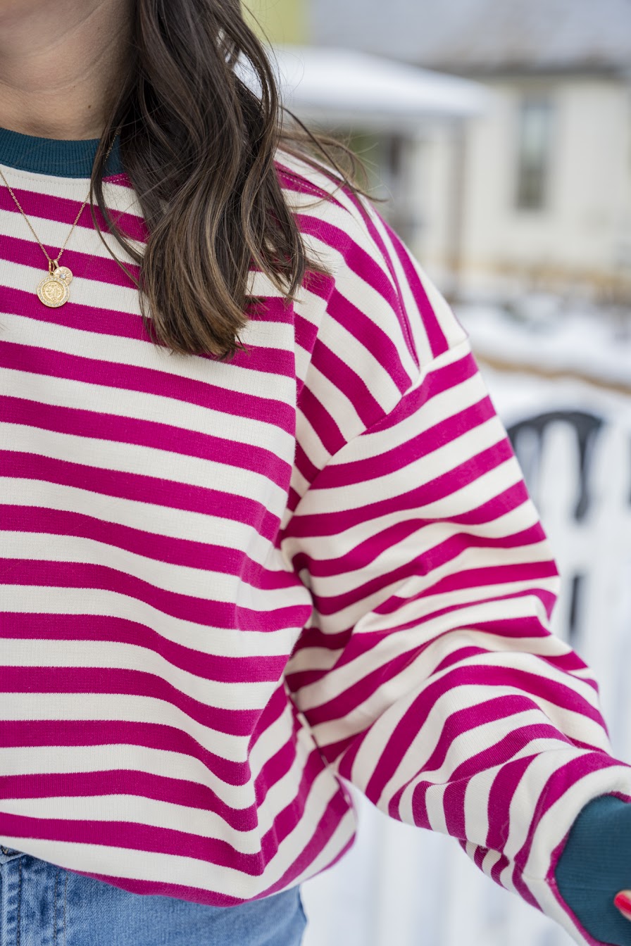 Berry & Teal Striped Tee