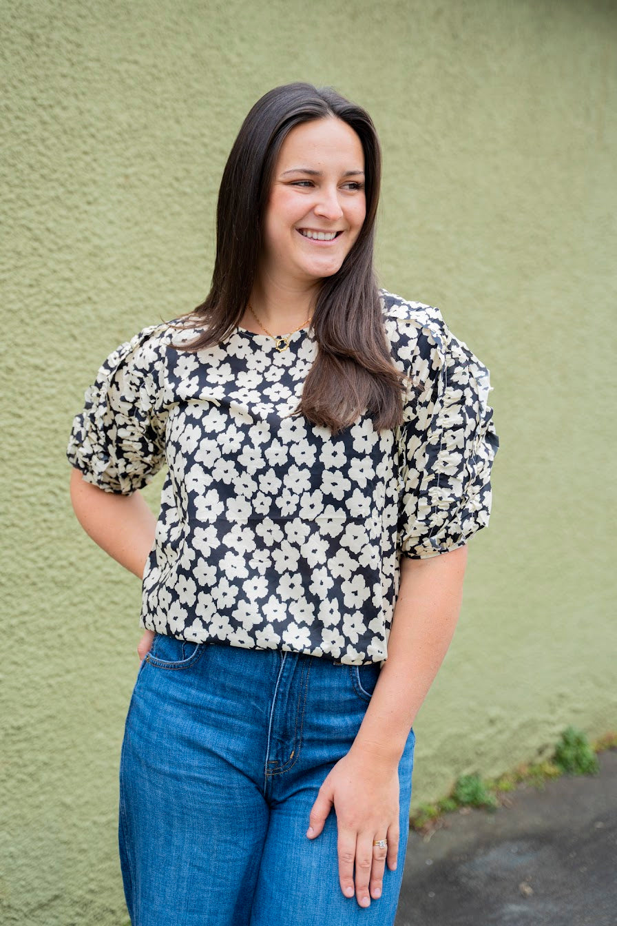 Navy Floral Top