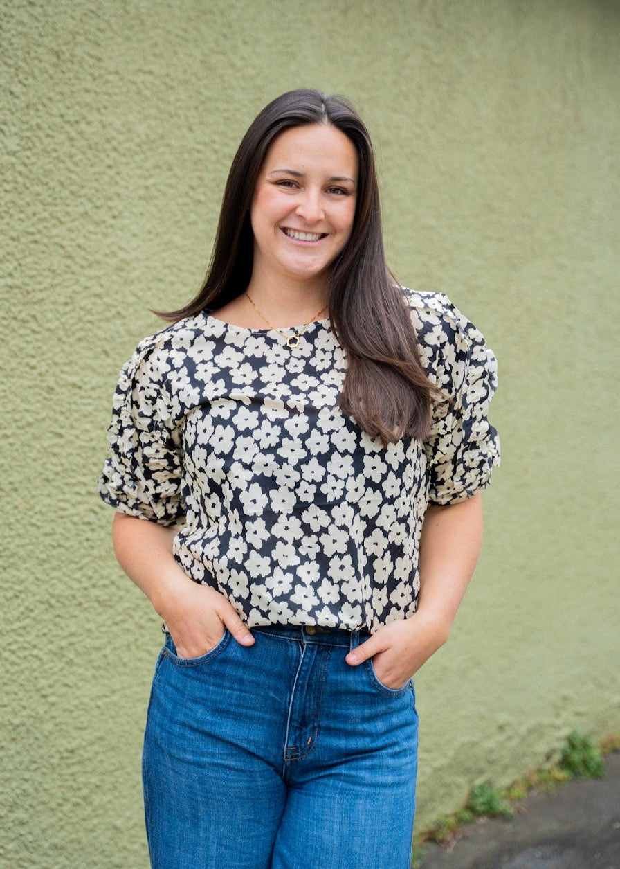 Navy Floral Top