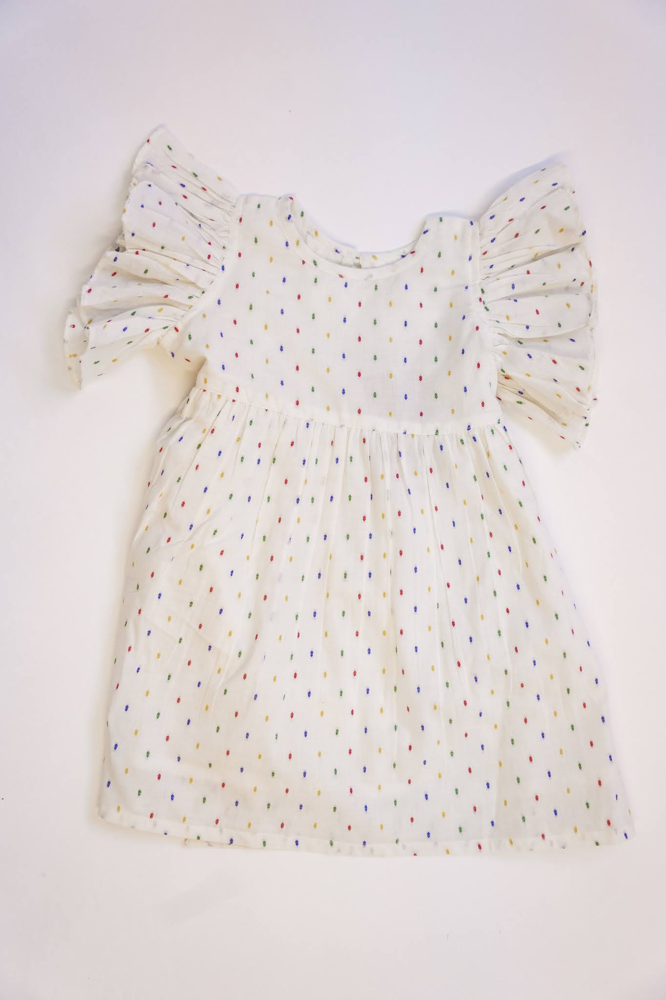 Multi Swiss Dot  Ruffle SLV Dress