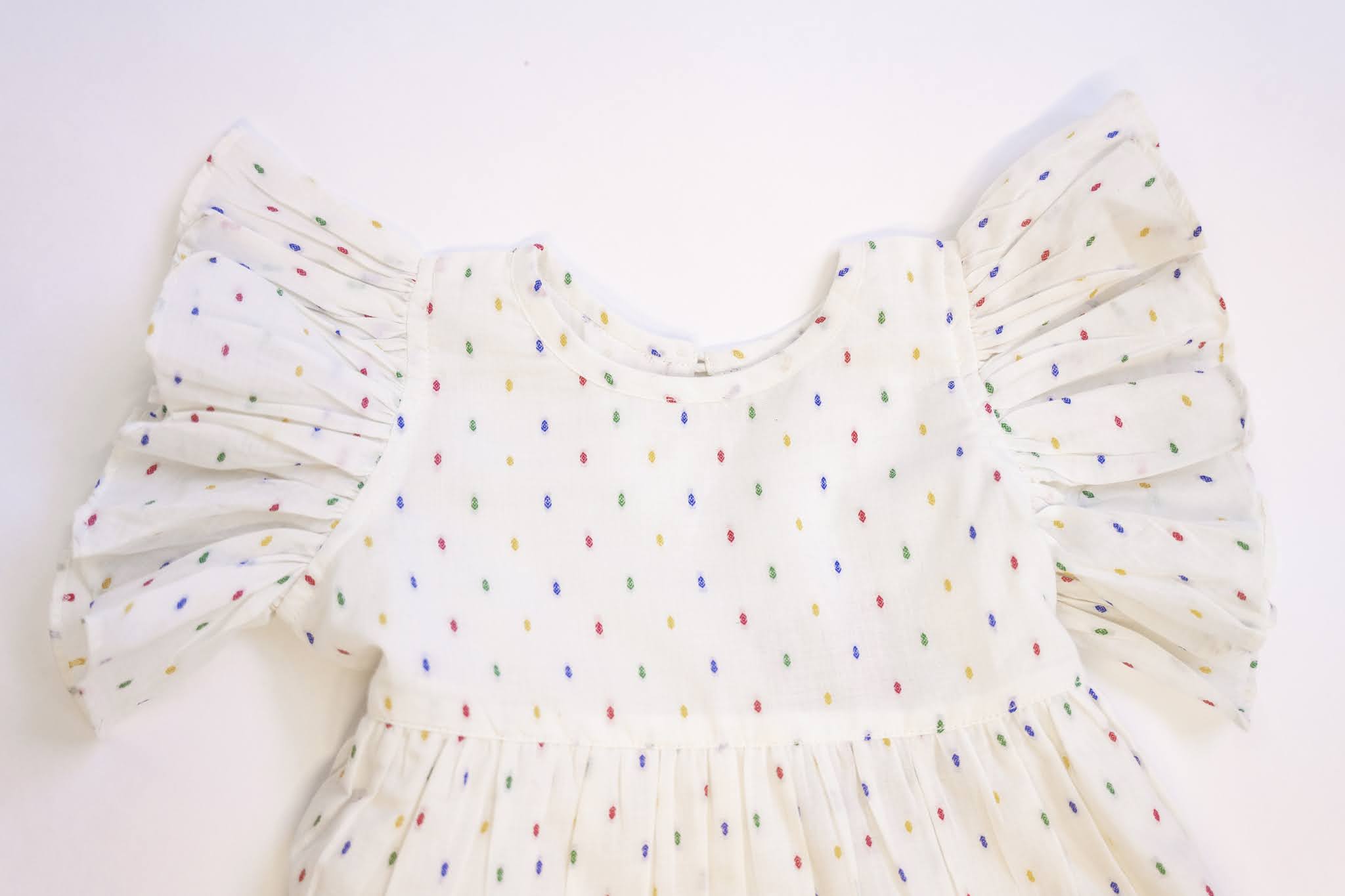 Multi Swiss Dot  Ruffle SLV Dress