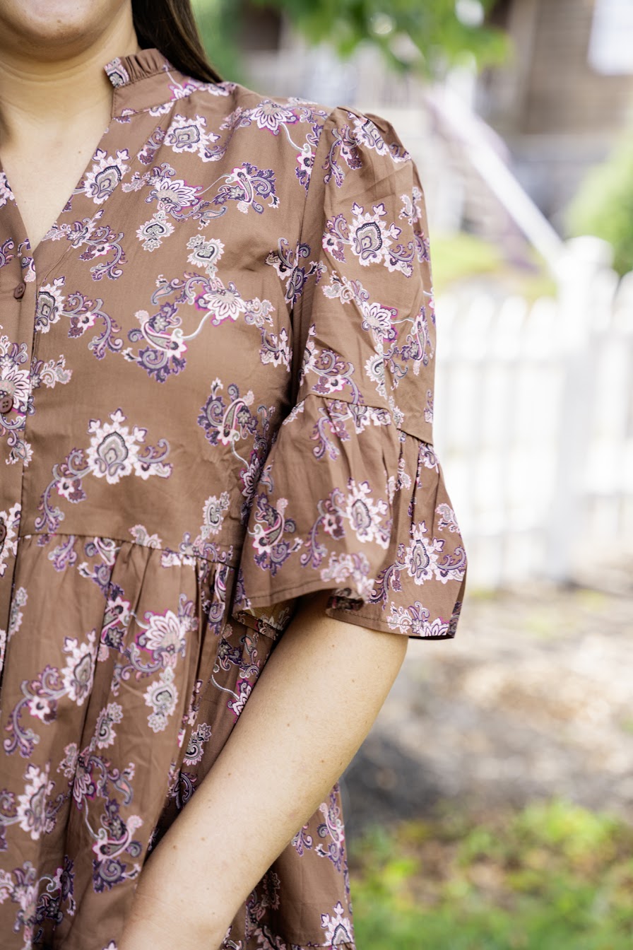 Chocolate Paisley Mini Dress