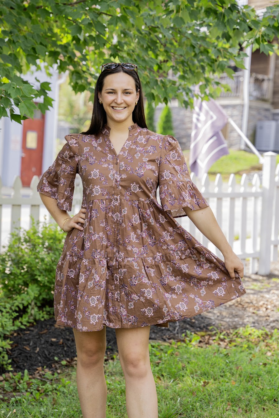 Chocolate Paisley Mini Dress