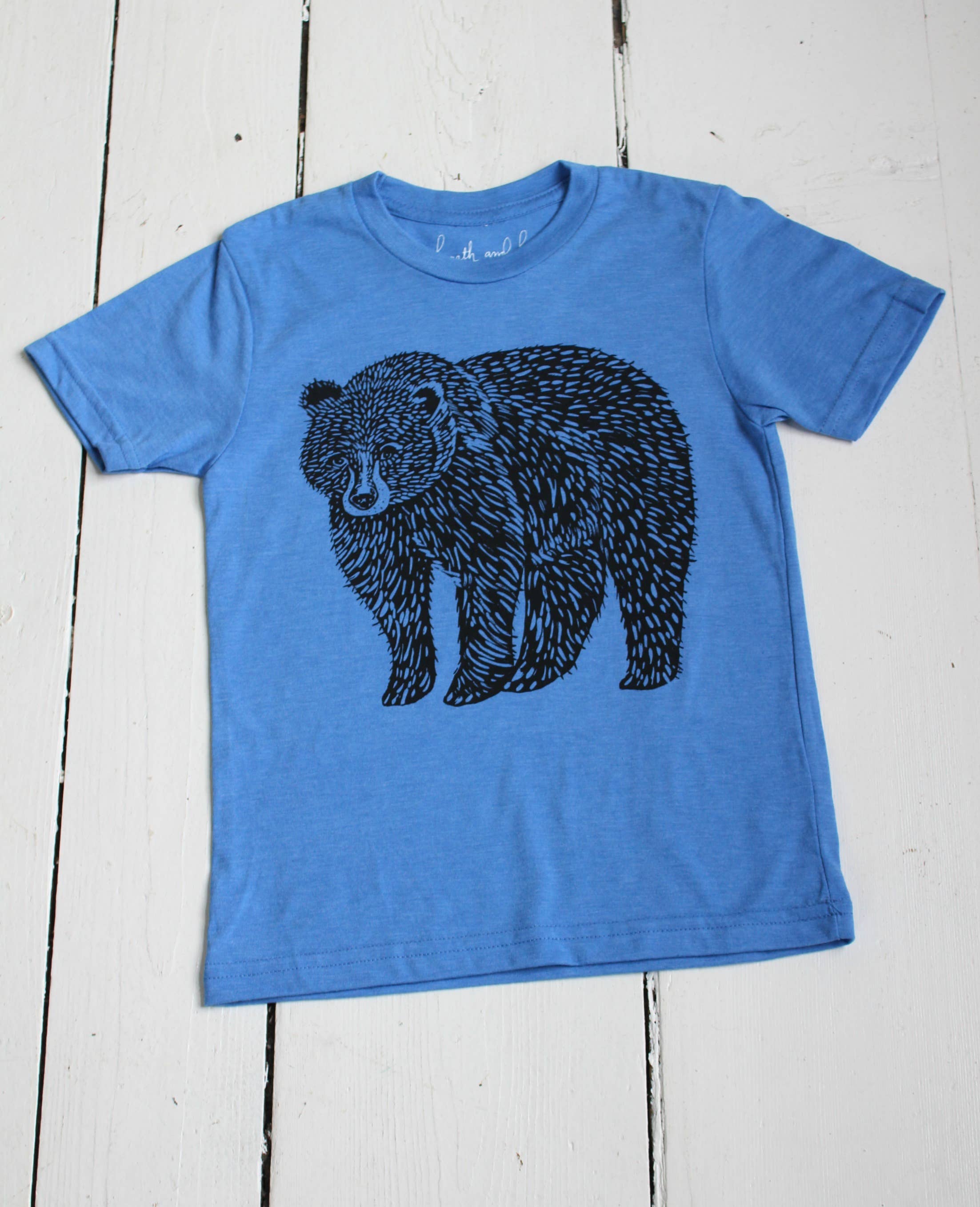 Kid's Organic Bear T-Shirt in Blue - Soft Recycled Materials: XS (5)