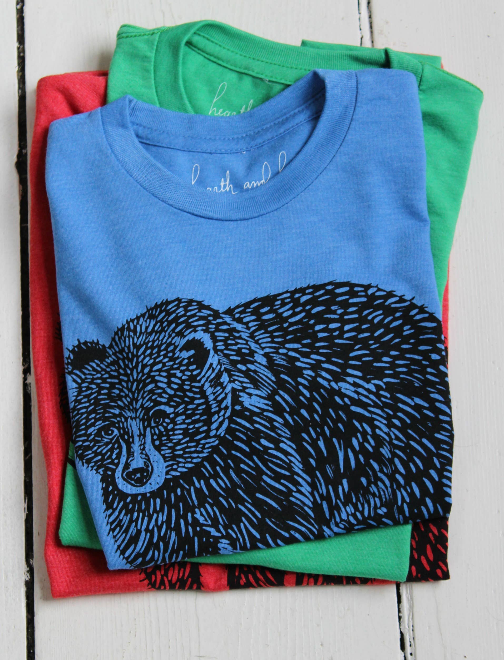 Kid's Organic Bear T-Shirt in Blue - Soft Recycled Materials: XS (5)